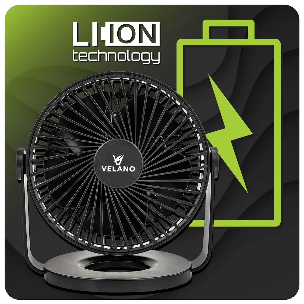 Ventilator de birou cu baterii Velano, negru, 1200 mAh, Powermat VELWEBS0011