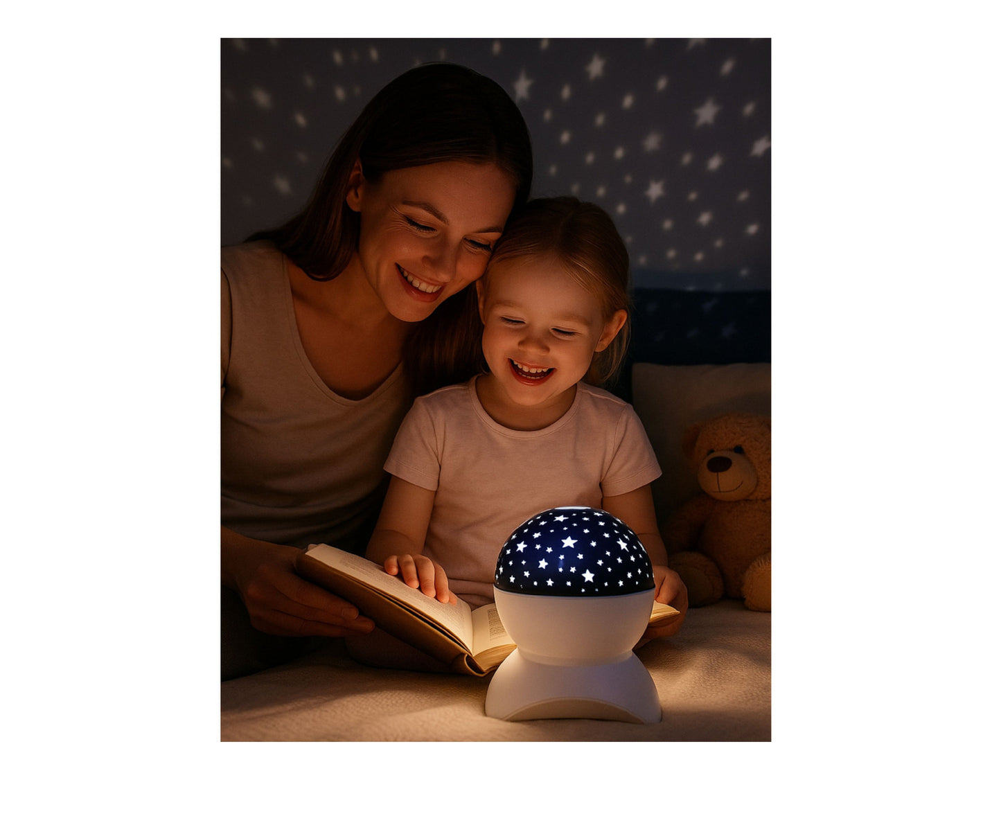 Lampa de veghe proiector de stele Bluetooth, 14 x 11 cm, alb, Lean 27716