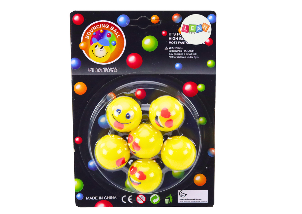 Set 6 bile de cauciuc emoji, 17.5 x 12.5 x 3 cm, Lean 20376