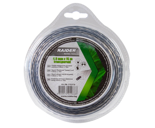 Fir patrat rasucit pentru motocoasa, 4 mm x 15 m, Raider 110314
