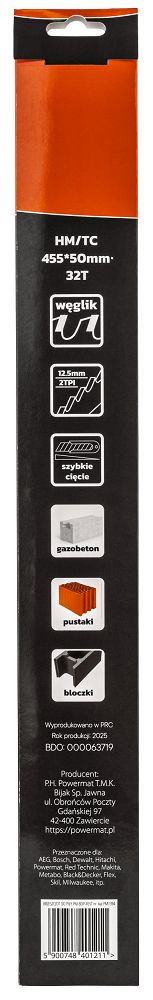 Lama pentru fierastrau sabie PM-BDP-455T, 455 x 50 mm, Powermat PM1394