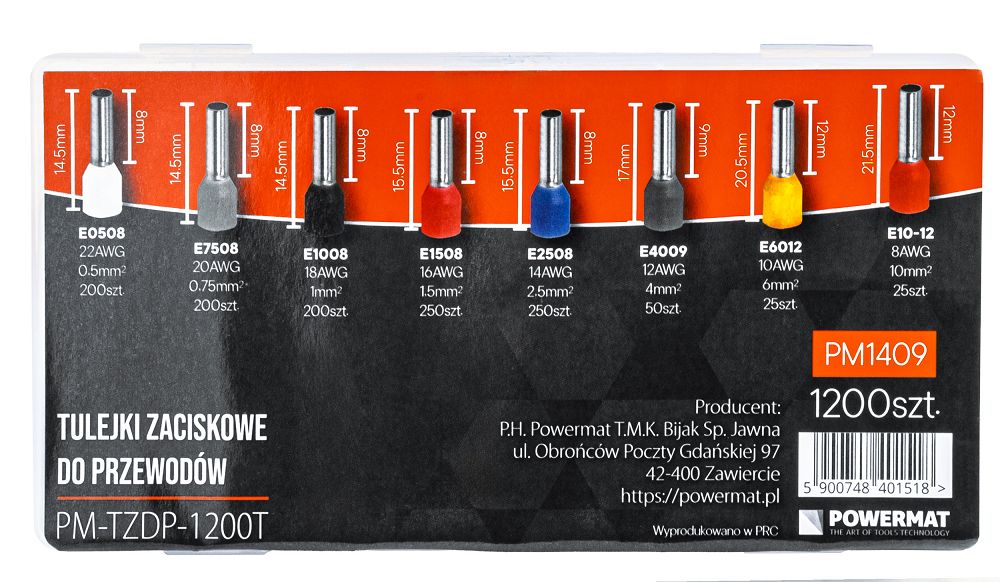 Set mansoane pentru sertizare PM-TZDP-1200T, 1200 bucati, Powermat PM1409