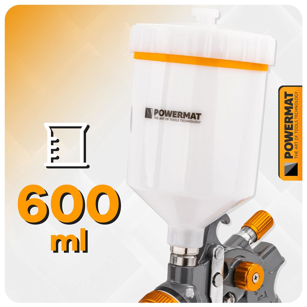 Pistol de vopsit HVLP PM-PDM-170TZ, 600 ml, 170 l / min, Powermat PM1425