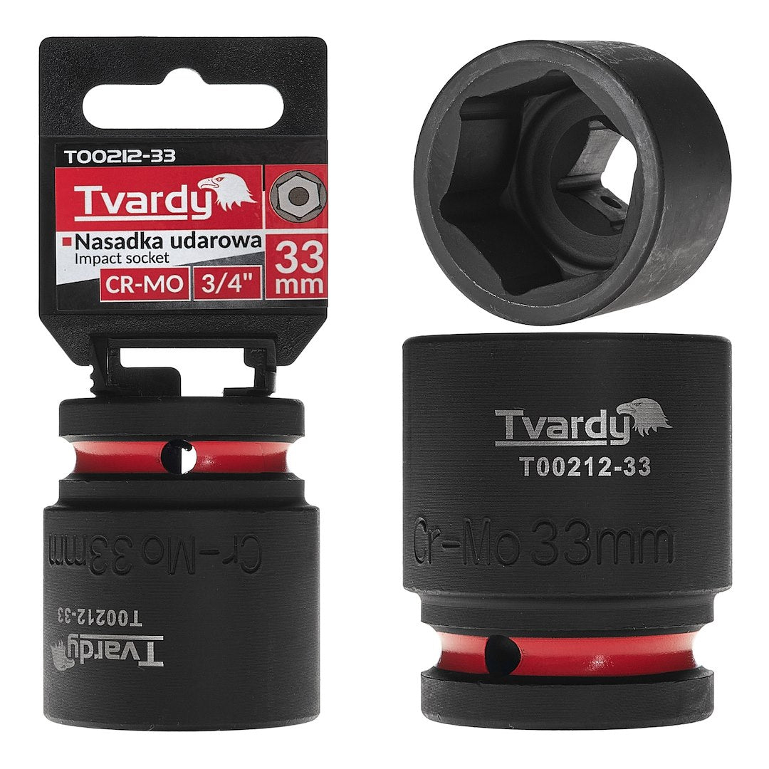 Cheie tubulara de impact in 6 puncte 3 / 4", 33 mm, Cr-Mo, Tvardy T00212-33