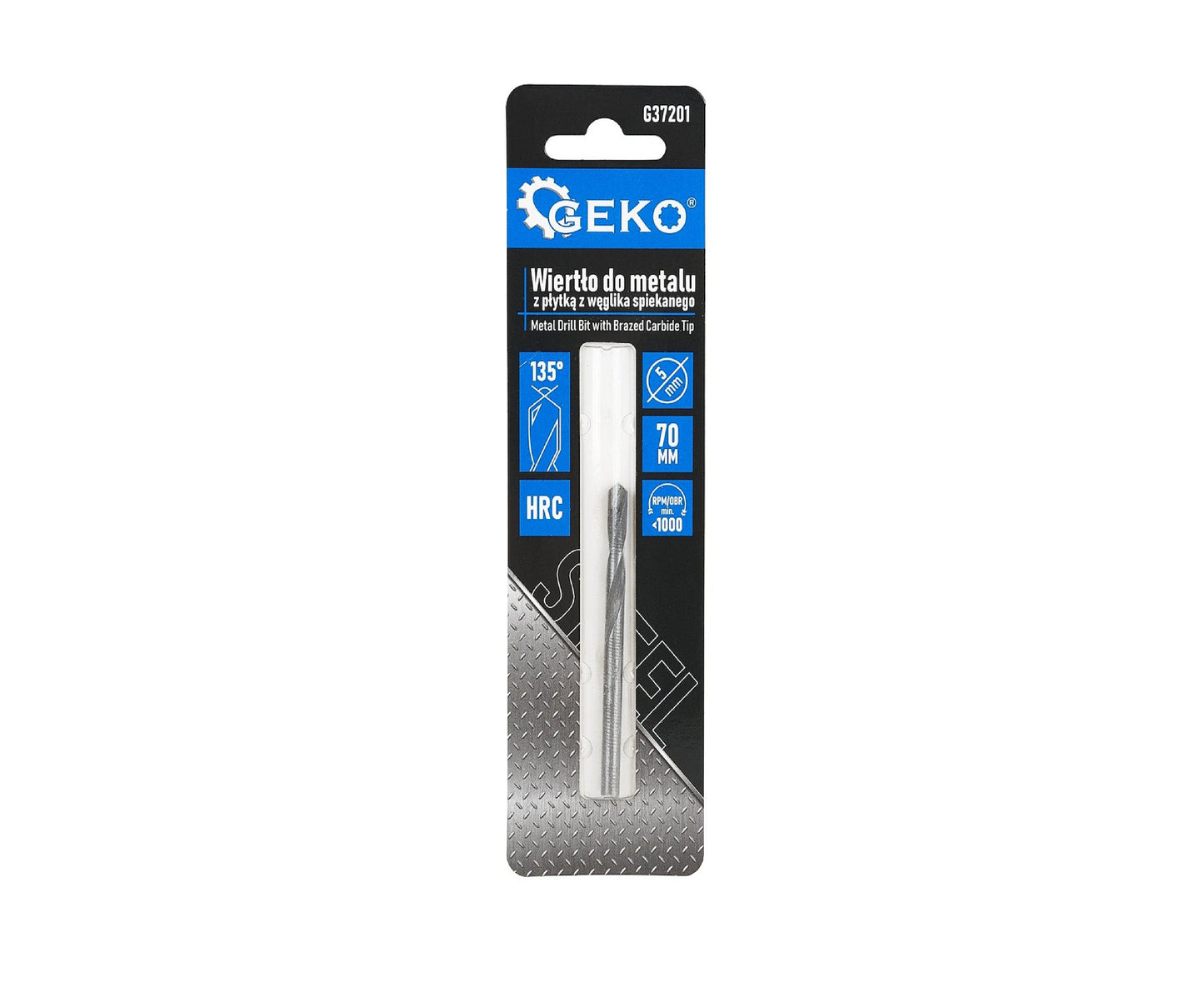 Burghiu pentru metal cu insertie de carbura, 5 x 70 mm, Geko G37201