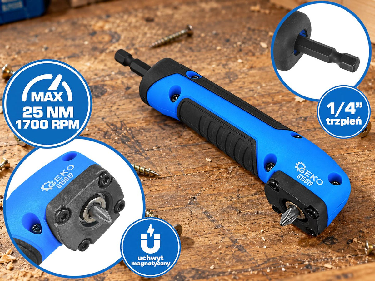 Adaptor unghiular pentru biti, 1/4" 150 mm 25 Nm, Geko G15019