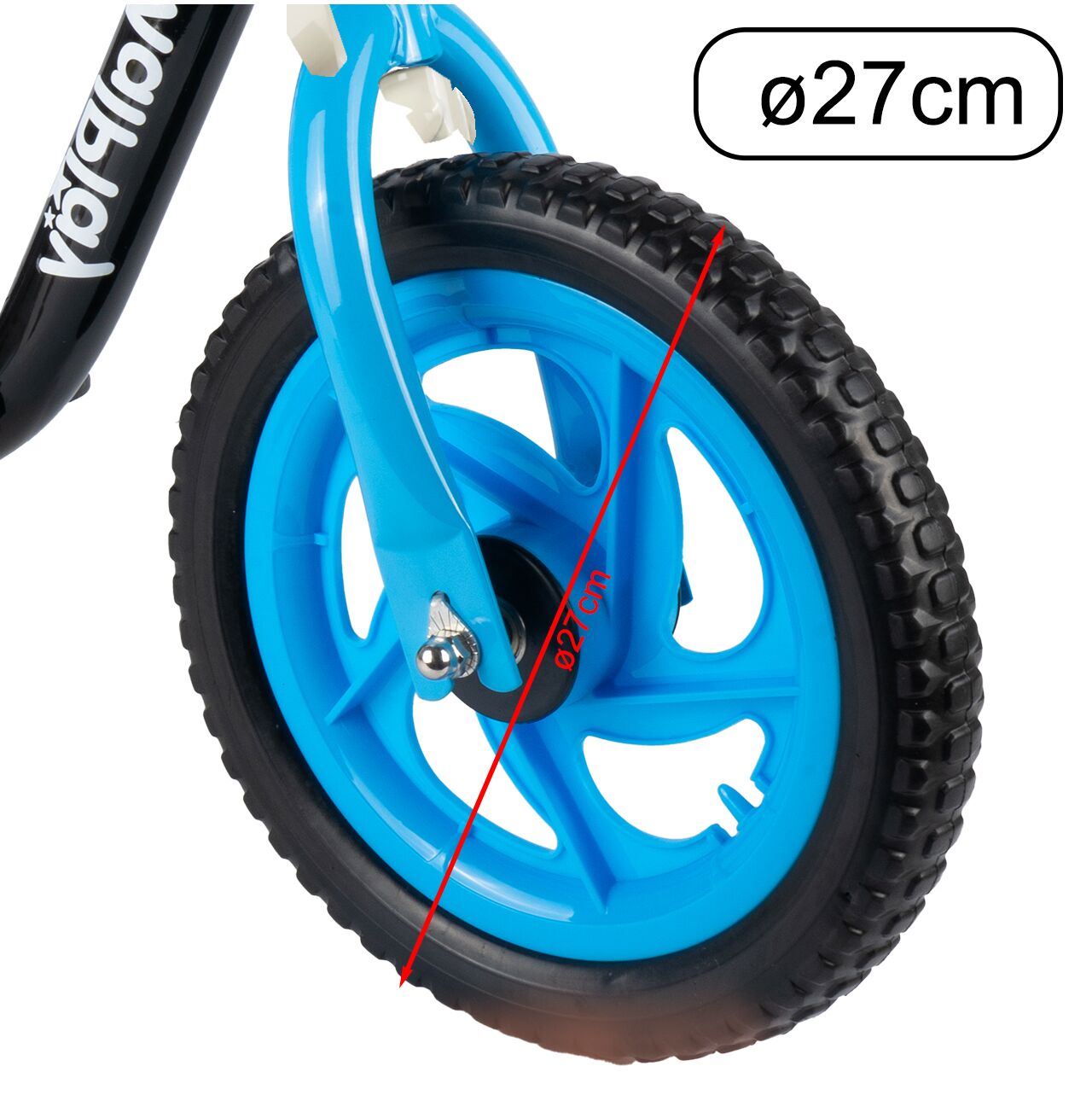Bicicleta pentru copii fara pedale, roti EVA, 12", negru / albastru, MalPlay 111340