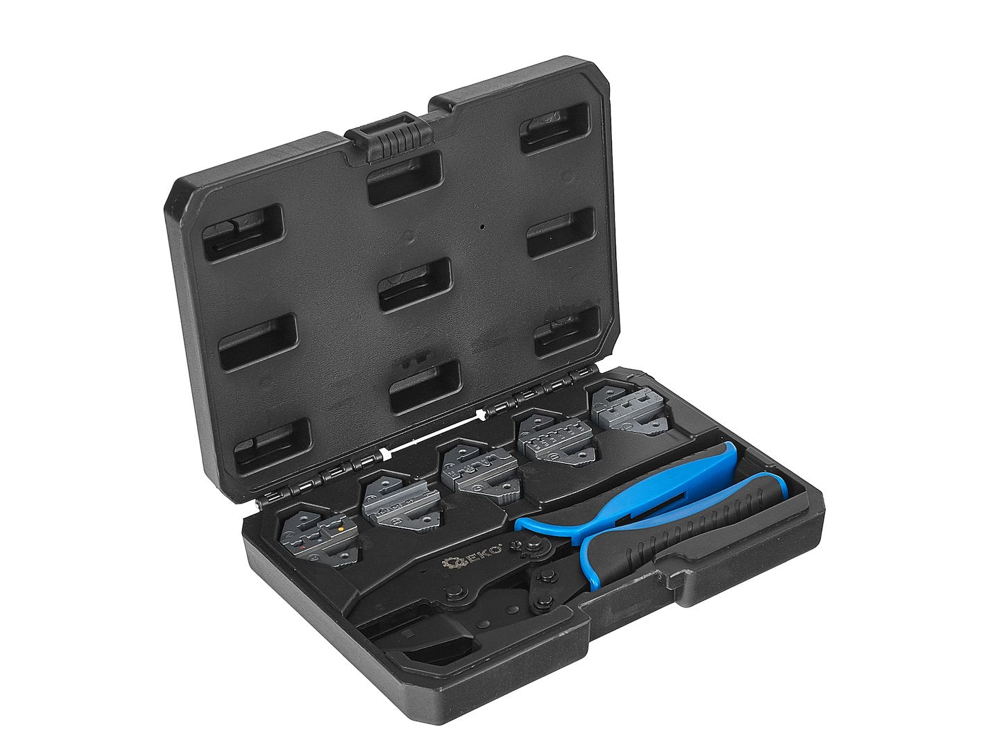 Cleste pentru sertizare mufe si conectori, set 5 matrite, Geko G01769