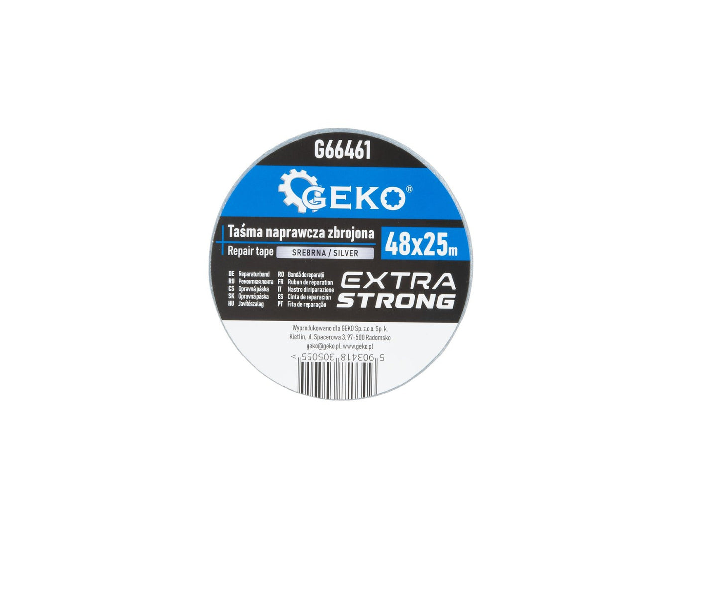 Banda adeziva ranforsata, 48 mm x 25 m, argintiu, Geko G66461