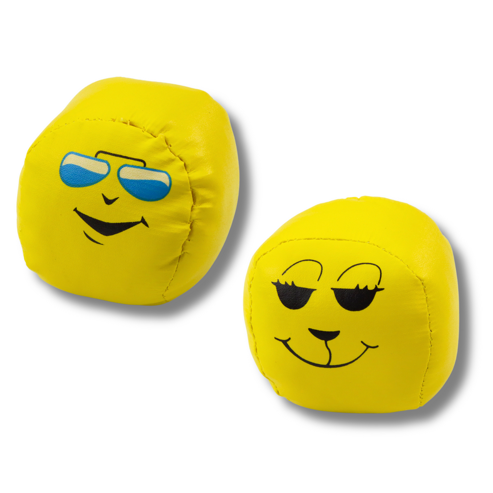 Set mingi sport moi, emoticoane galbene, 7 cm, 6 bucati, Lean 24350
