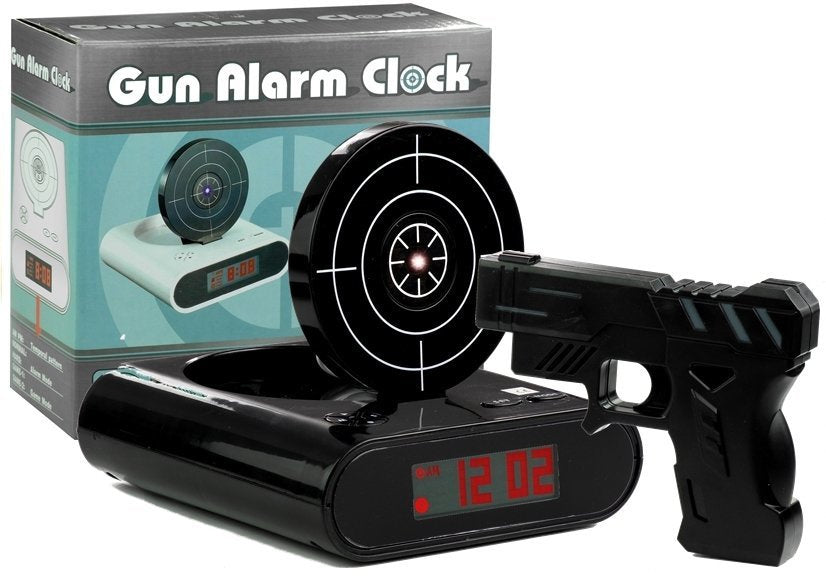 Ceas decorativ model pistol laser cu tinta, 14.5 x 14 x 4.5 cm, Lean 3682