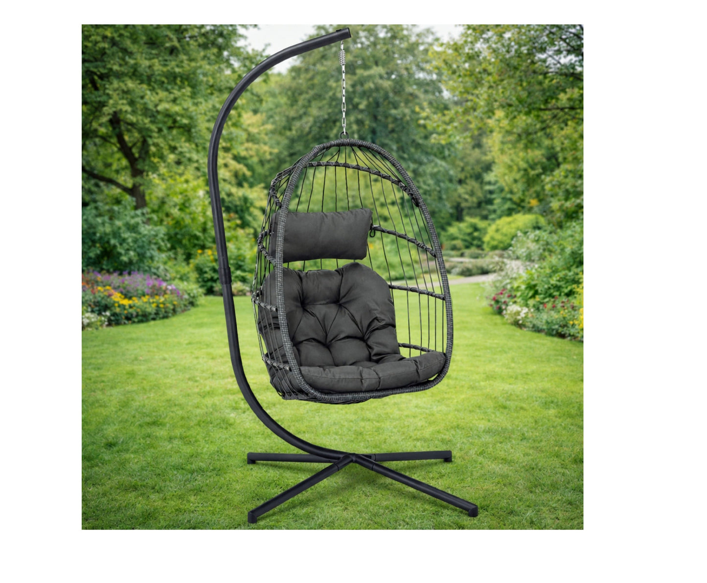 Balansoar suspendat de gradina Cocoon, 192 cm, gri, Lean 30645