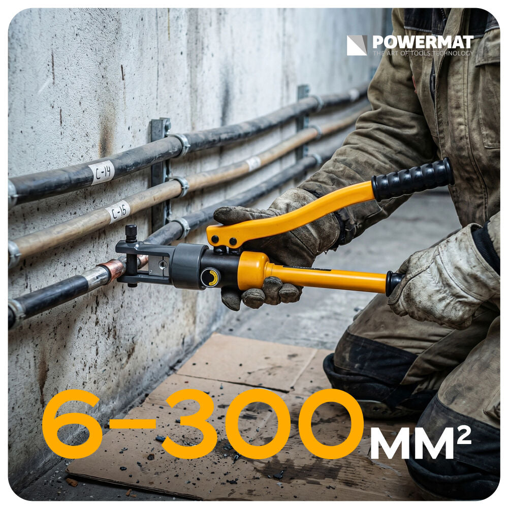 Set cleste hidraulic pentru sertizare cabluri PM-ZHDK-6300T, 6-300mm2, Powermat PM1468