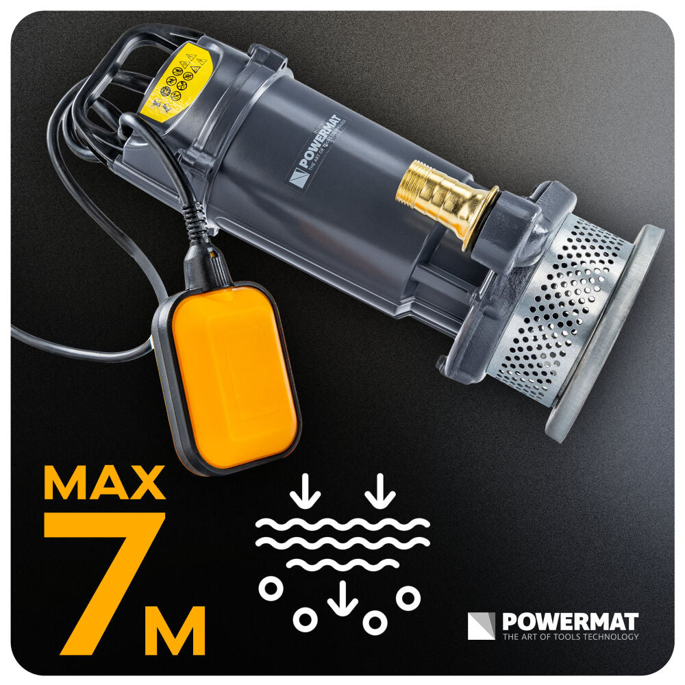 Pompa submersibila cu plutitor PM-PDWB-550TP, 550 W, 7500 l/h, Powermat PM1640