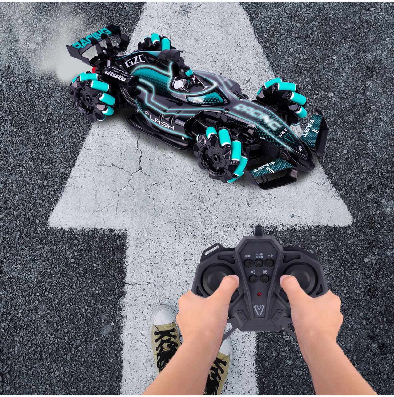 Masinuta pentru drifturi cu telecomanda si senzor, 36 cm x 15 cm x 10,5 cm, MalPlay 111570
