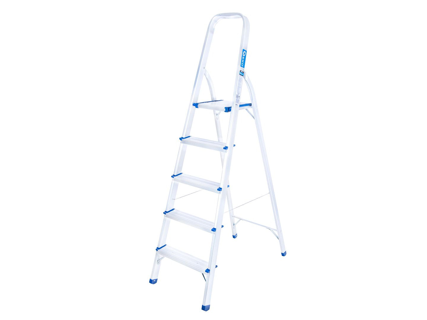 Scara pliabila din aluminiu cu 5 trepte, inaltime de lucru 3 m, capacitate maxima 150 kg, Geko G02417