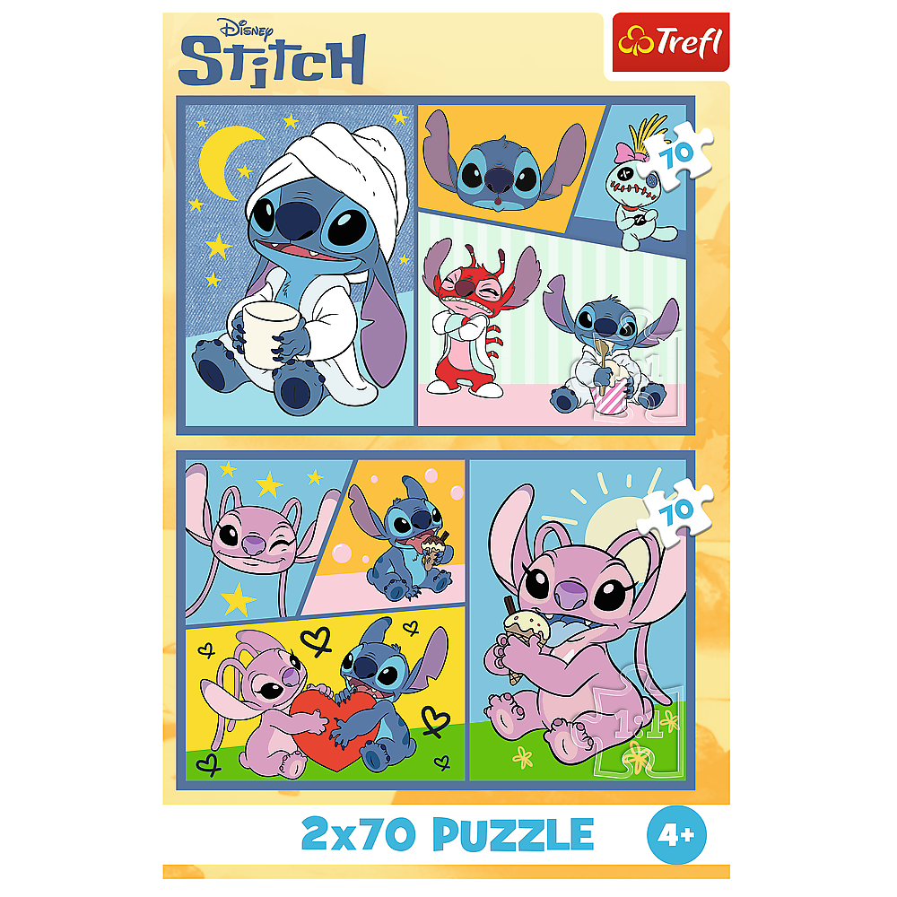 Puzzle pentru copii Lilo & Stitch, Nu exista plictiseala cu Stitch, 2 x 70 piese, Lean 26364