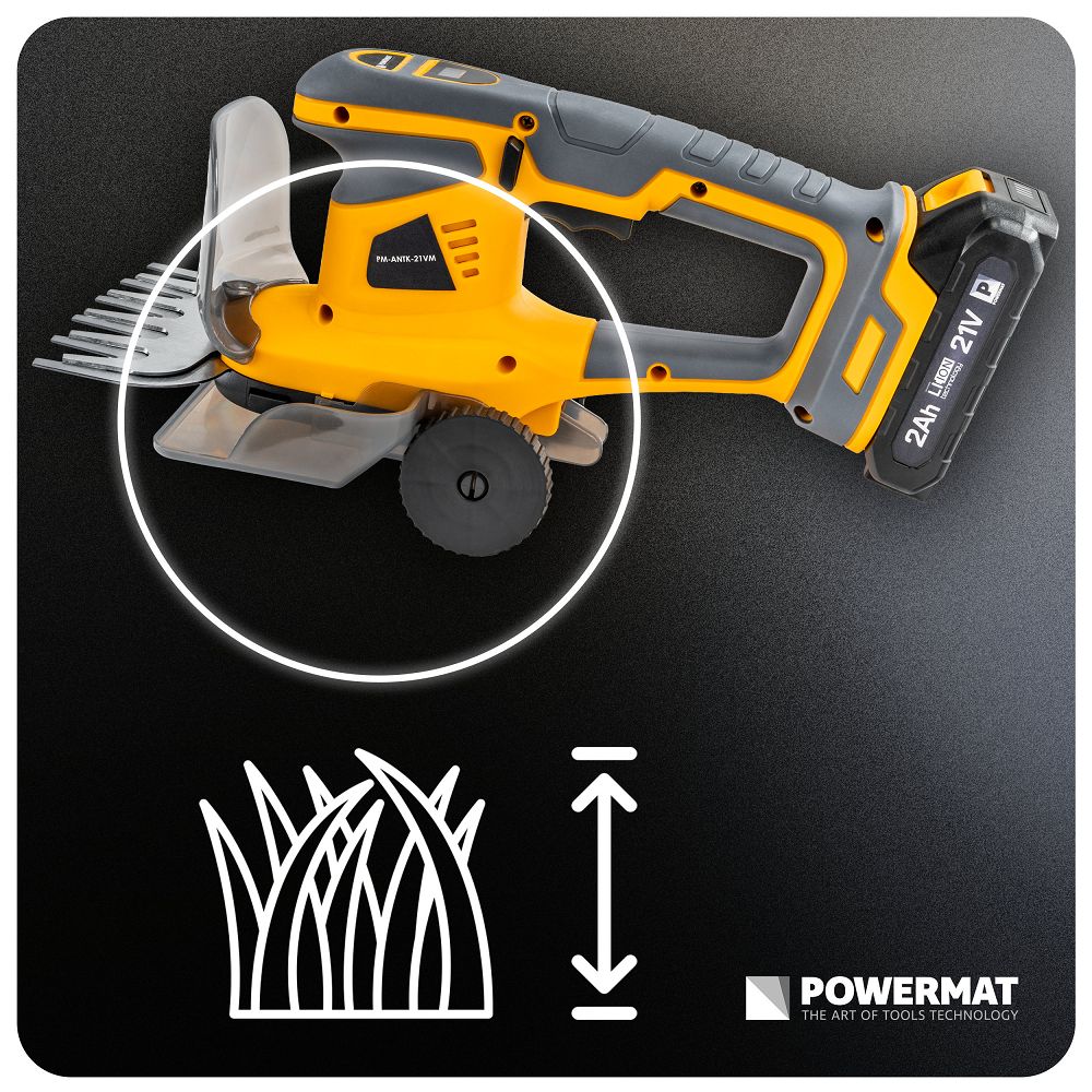 Foarfeca electrica pentru arbusti si gard viu cu acumulator PM-ANTK-21VM, 2 Ah, 21 V, Powermat PM1630