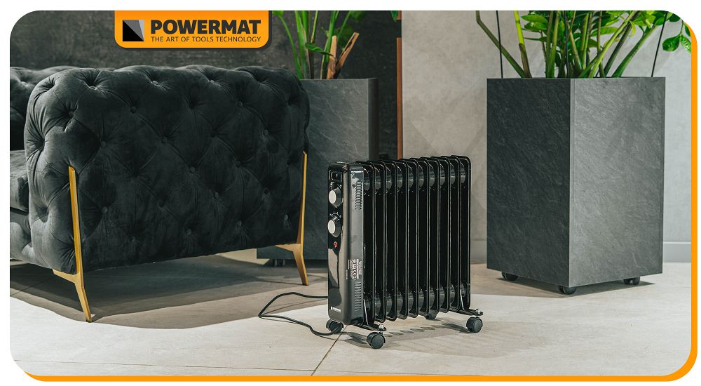 Radiator cu ulei PM-GOL-3000D, 2500 W, 11 elementi, termostat reglabil, Powermat PM1399