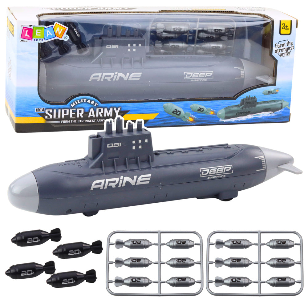Submarin cu torpile, gri inchis, 28 cm, Lean 24284