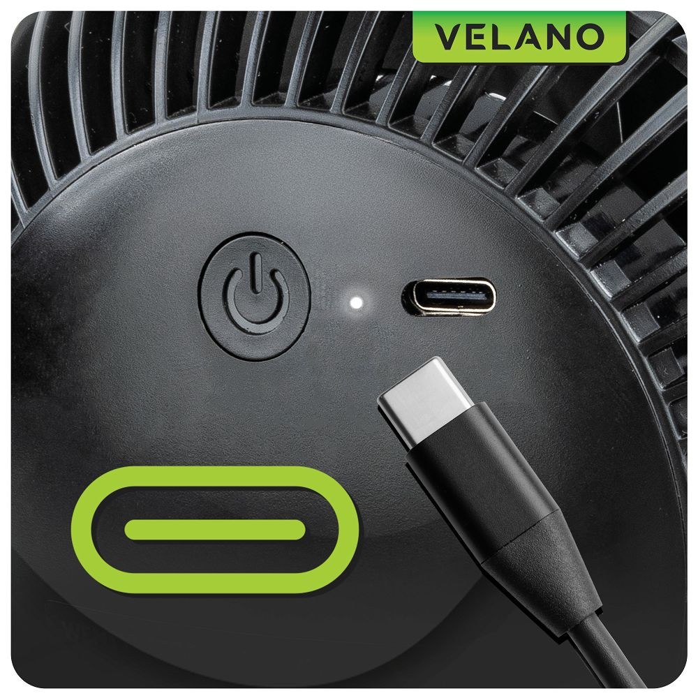 Ventilator de birou cu baterii Velano, negru, 1200 mAh, Powermat VELWEBS0011