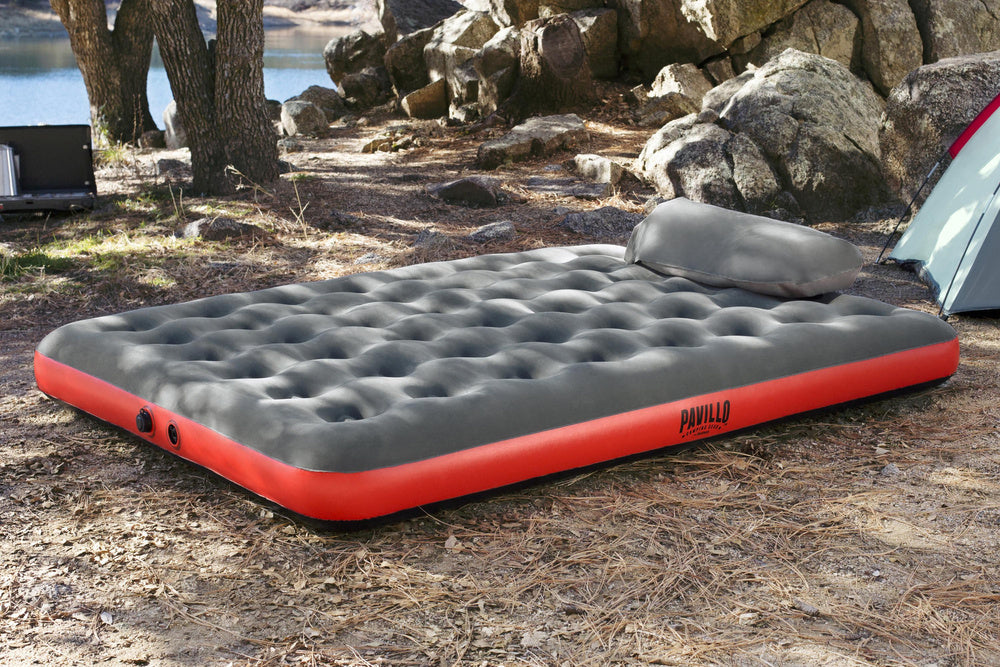 Saltea gonflabila Roll & Relax Queen, 203 x 152 x 22 cm, gri / rosu, Bestway 4322