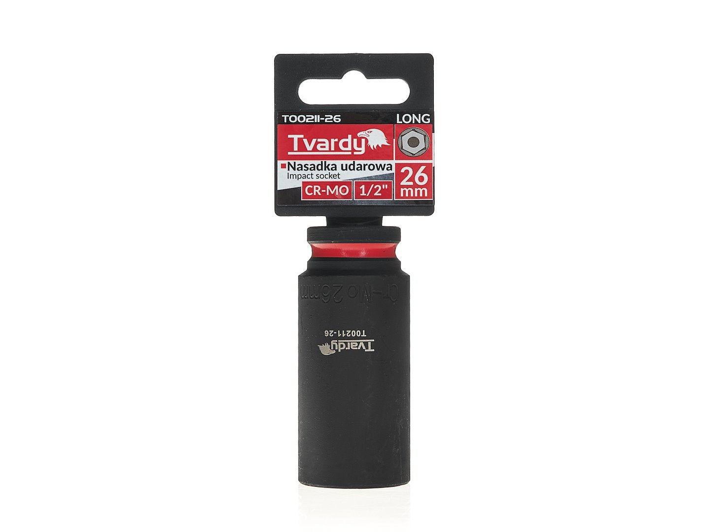 Cheie tubulara de impact lunga in 6 puncte 1 / 2", 26 mm, Cr-Mo, Tvardy T00211-26