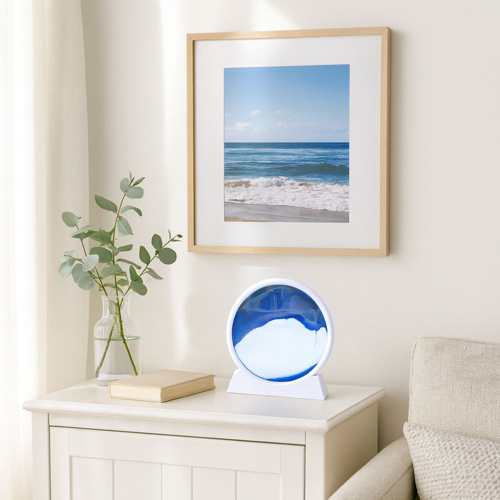 Tablou rotativ 3D cu nisip in miscare, 19 x 18 cm, albastru, Lean 27705