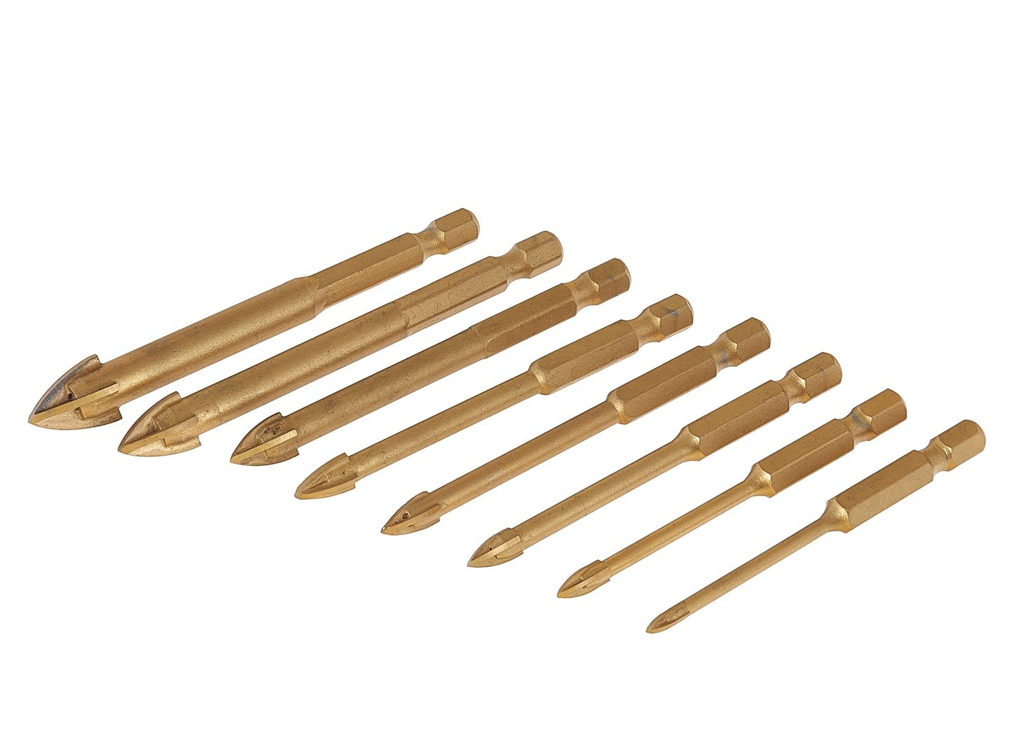Set burghie pentru sticla si ceramica HEX 8-12 mm, 8 bucati, Geko G39701