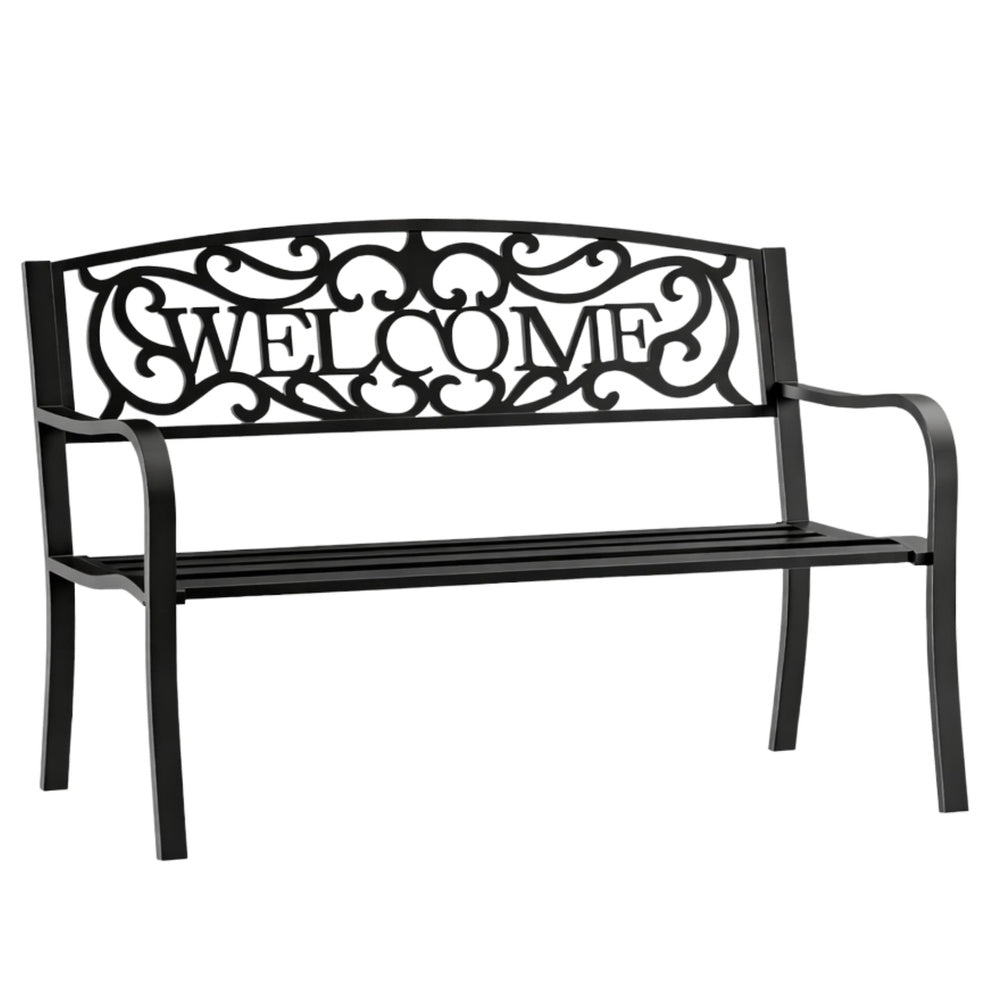 Banca pentru terasa cu spatar metalic Welcome, negru, 127 cm, Lean 29322