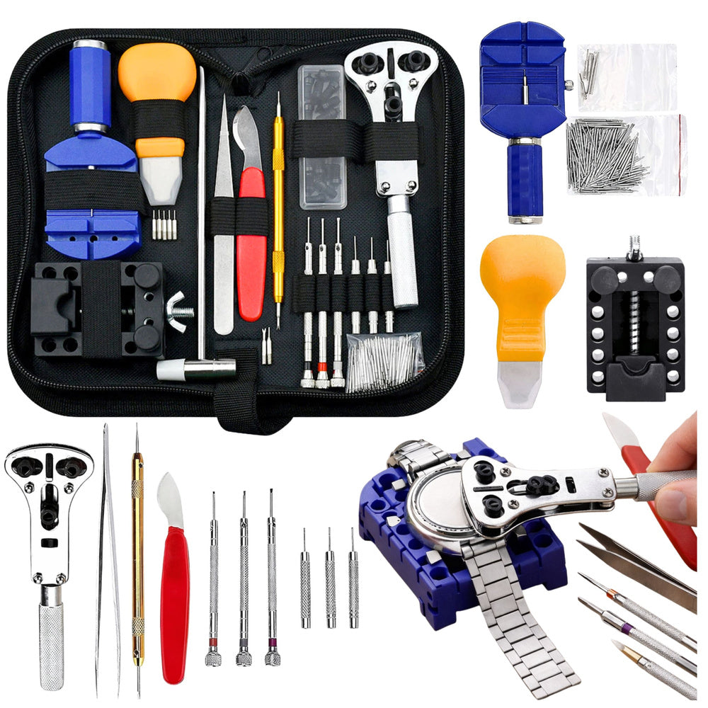 Set unelte pentru repararea ceasurilor din inox si aluminiu, 21 x 10 x 5.5 cm, Lean 26744