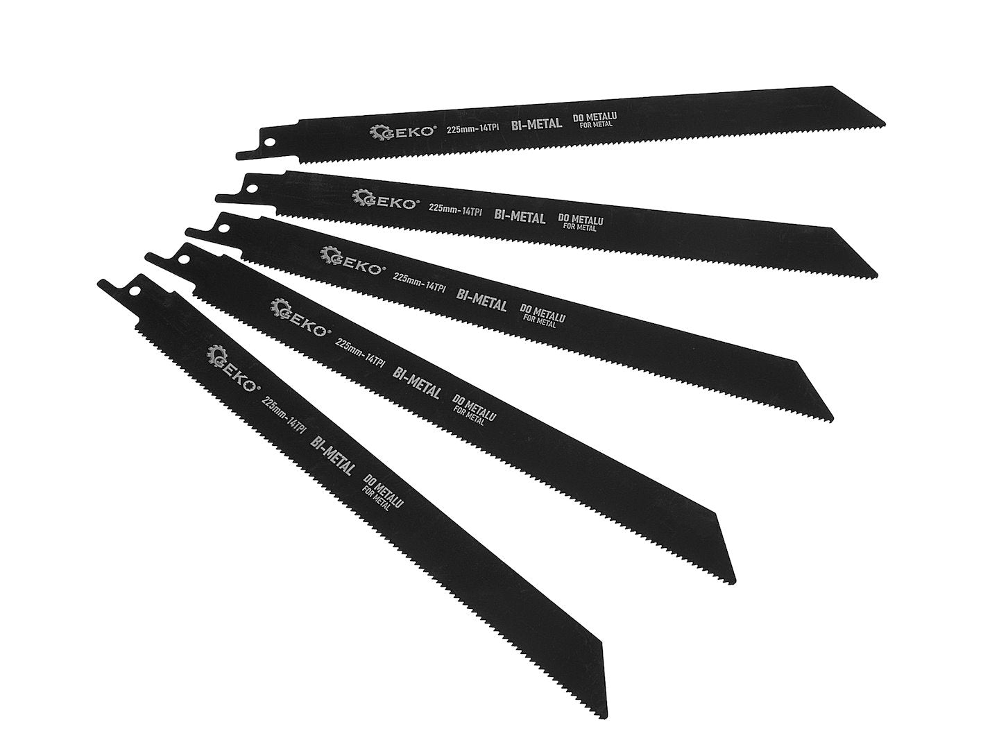 Set lame bimetal pentru fierastrau tip sabie, 14 TPI, 225 mm, 5 bucati, Geko G33136