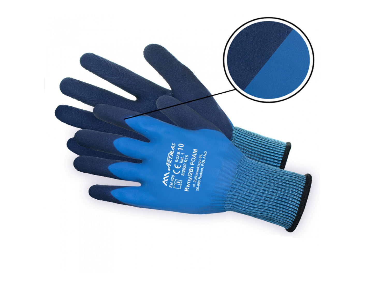 Manusi de protectie RWnyl 2 Bi Foam acoperite cu latex,  marimea 10, Artmas ART902039