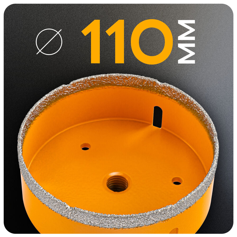Carota diamantata pentru ceramica PM-DWK-110M14M, 110 mm, Powermat PM1581