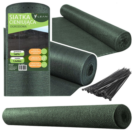 Plasa de umbrire pentru gard, 1.5 m, 50 m, 140 g/m², verde, Lean 25842