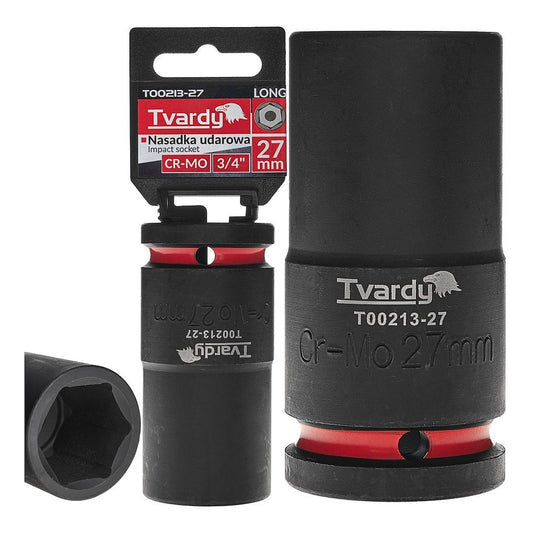 Cheie tubulara de impact in 6 puncte 3 / 4", 27 mm, Cr-Mo, Tvardy T00213-27
