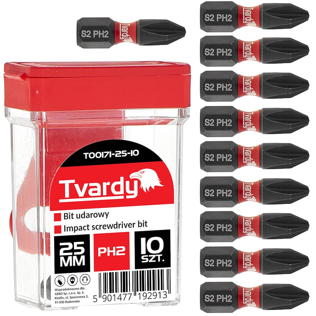 Set biti de impact PH2, 25 mm S2, 10 bucati, Tvardy T00171-25-10