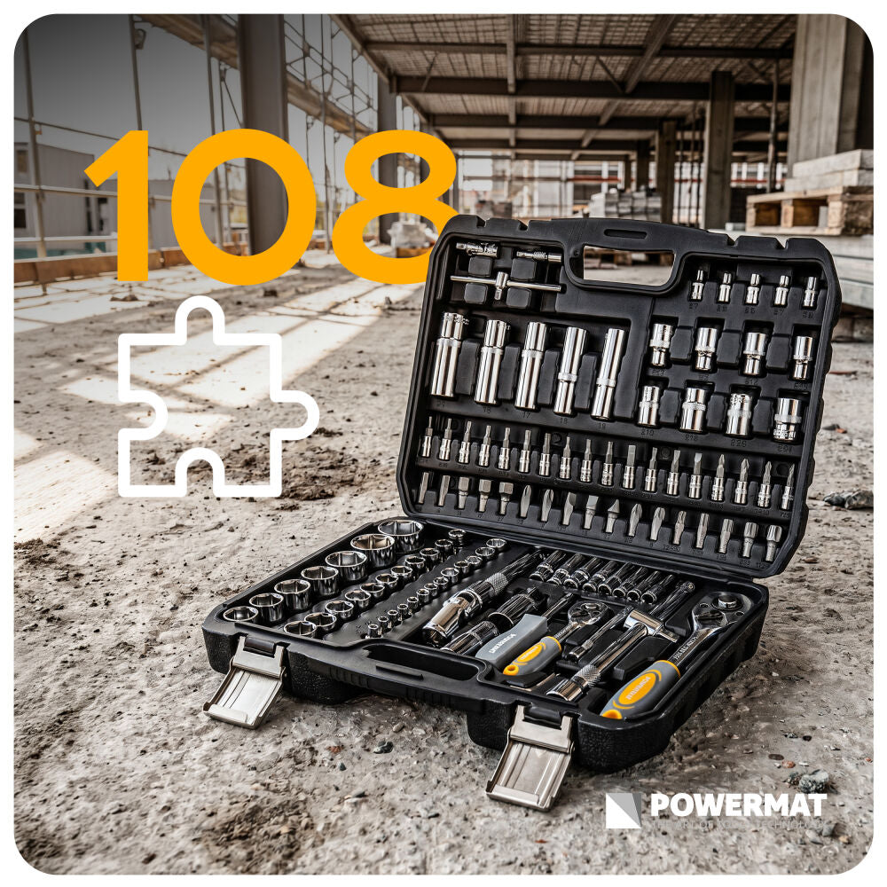 Trusa chei si biti PM-ZKNB-108SU, 1/2" | 1/4", 108 bucati, Powermat PM1614