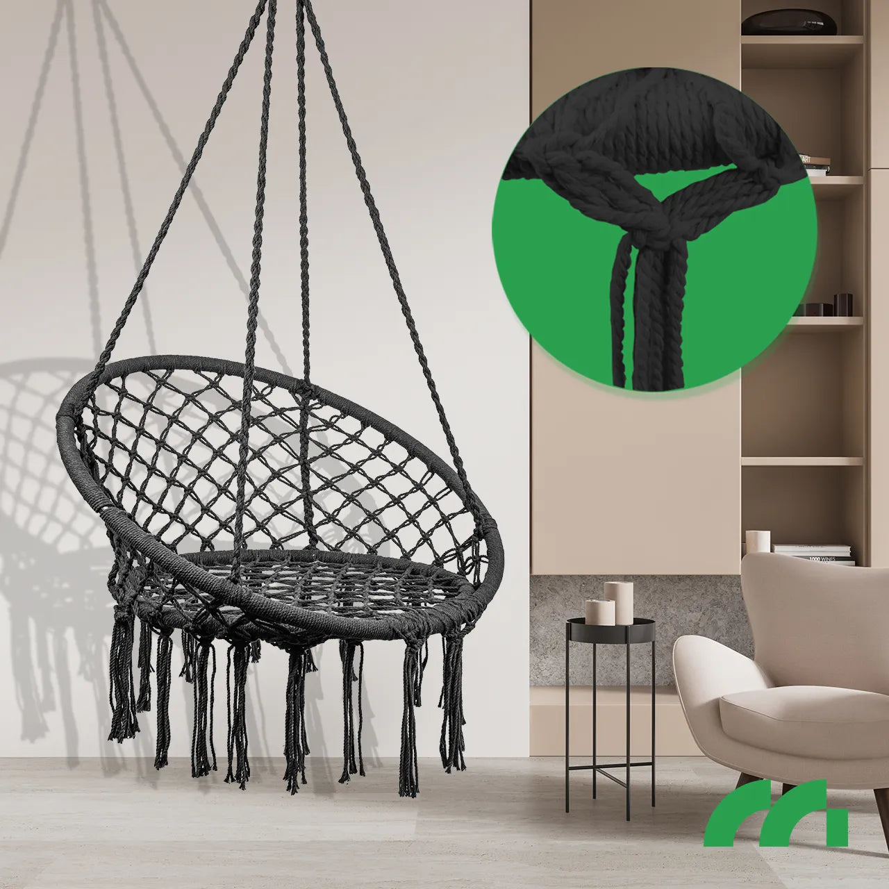Leagan suspendat de gradina, negru, capacitate maxima 150 kg, MalTec 112748
