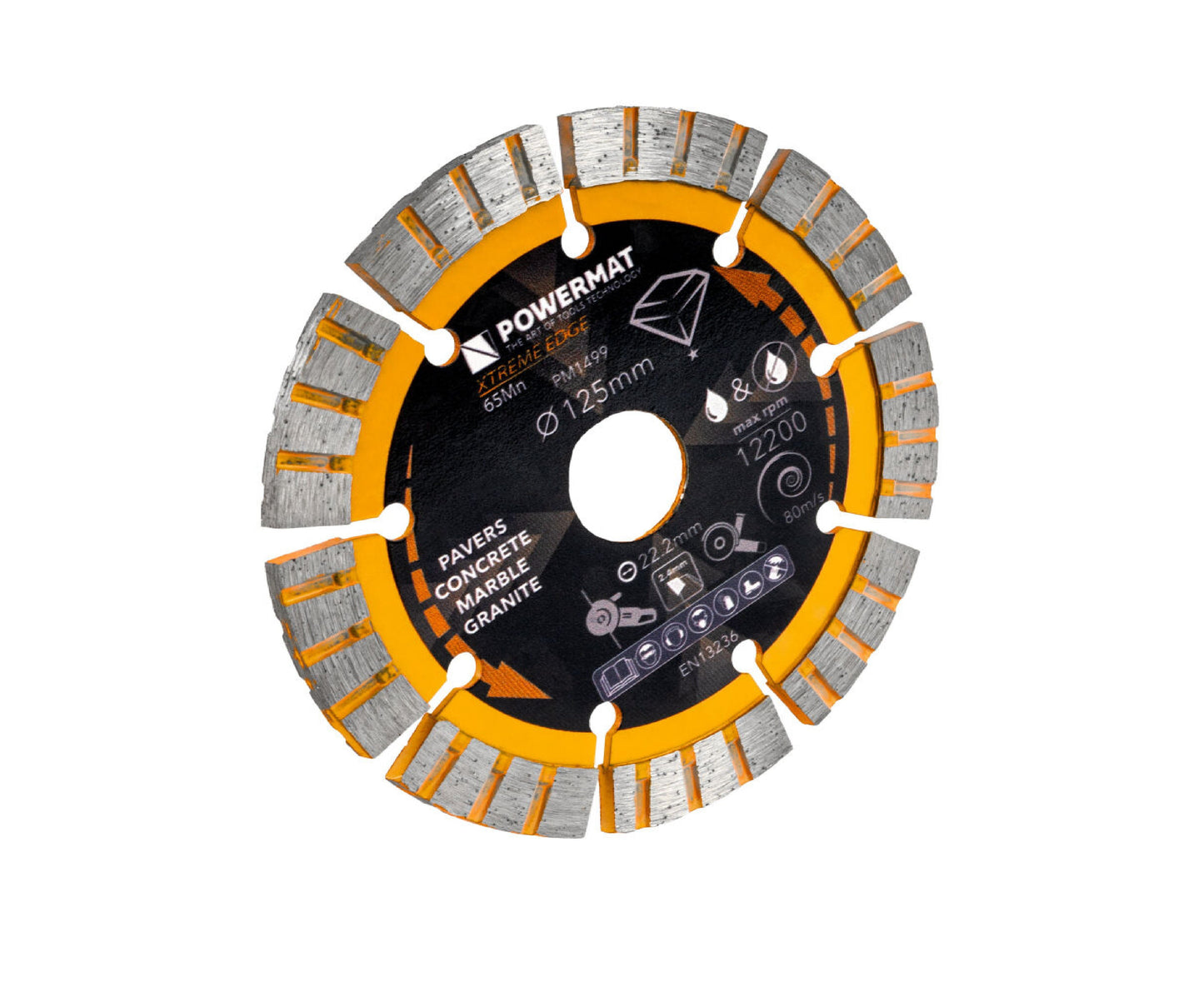 Disc diamantat segmentat PM-TDCS-1255T, 125 mm, Powermat PM1499