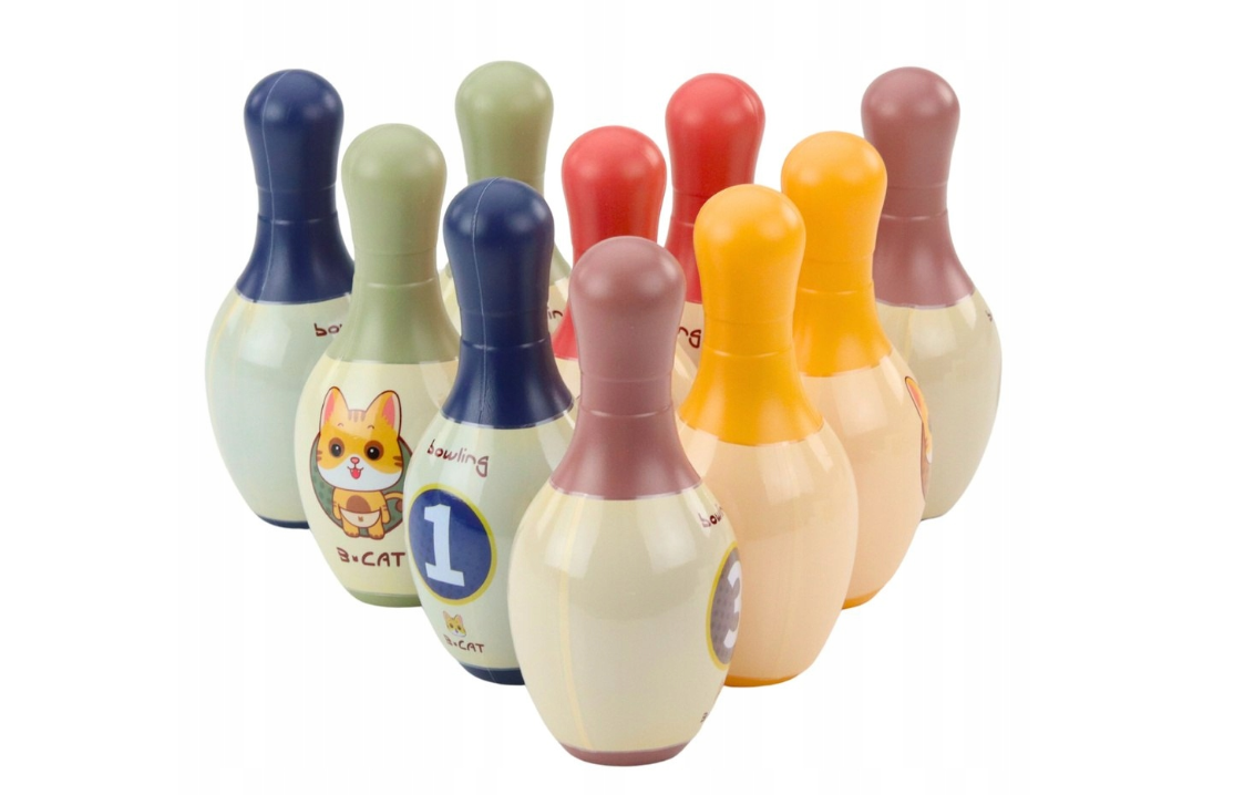 Set bowling pentru copii, 10 popice, 2 bile colorate, Lean 24324