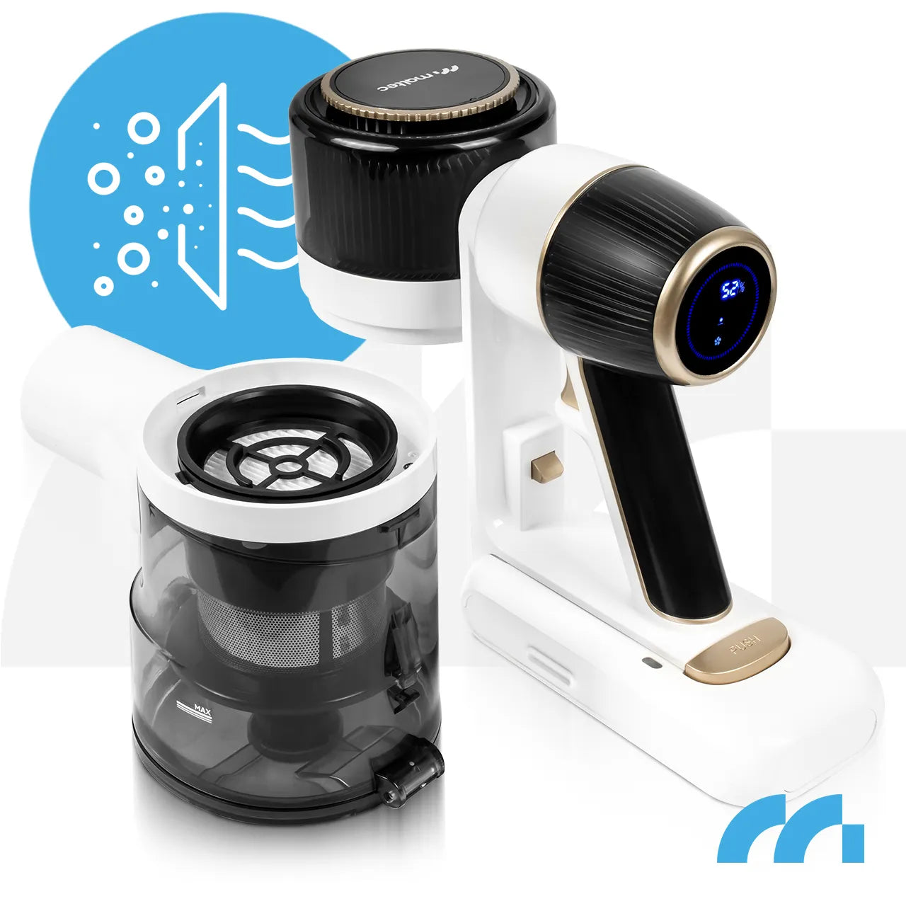 Aspirator vertical fara fir Turbocyclone PRO1000, 30 KPA, capacitate 600 ml, iluminare LED, set accesorii, MalTec 113250