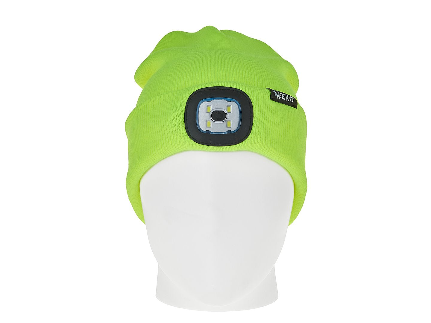Caciula de iarna cu lanterna LED reincarcabila, verde neon, Geko G90409