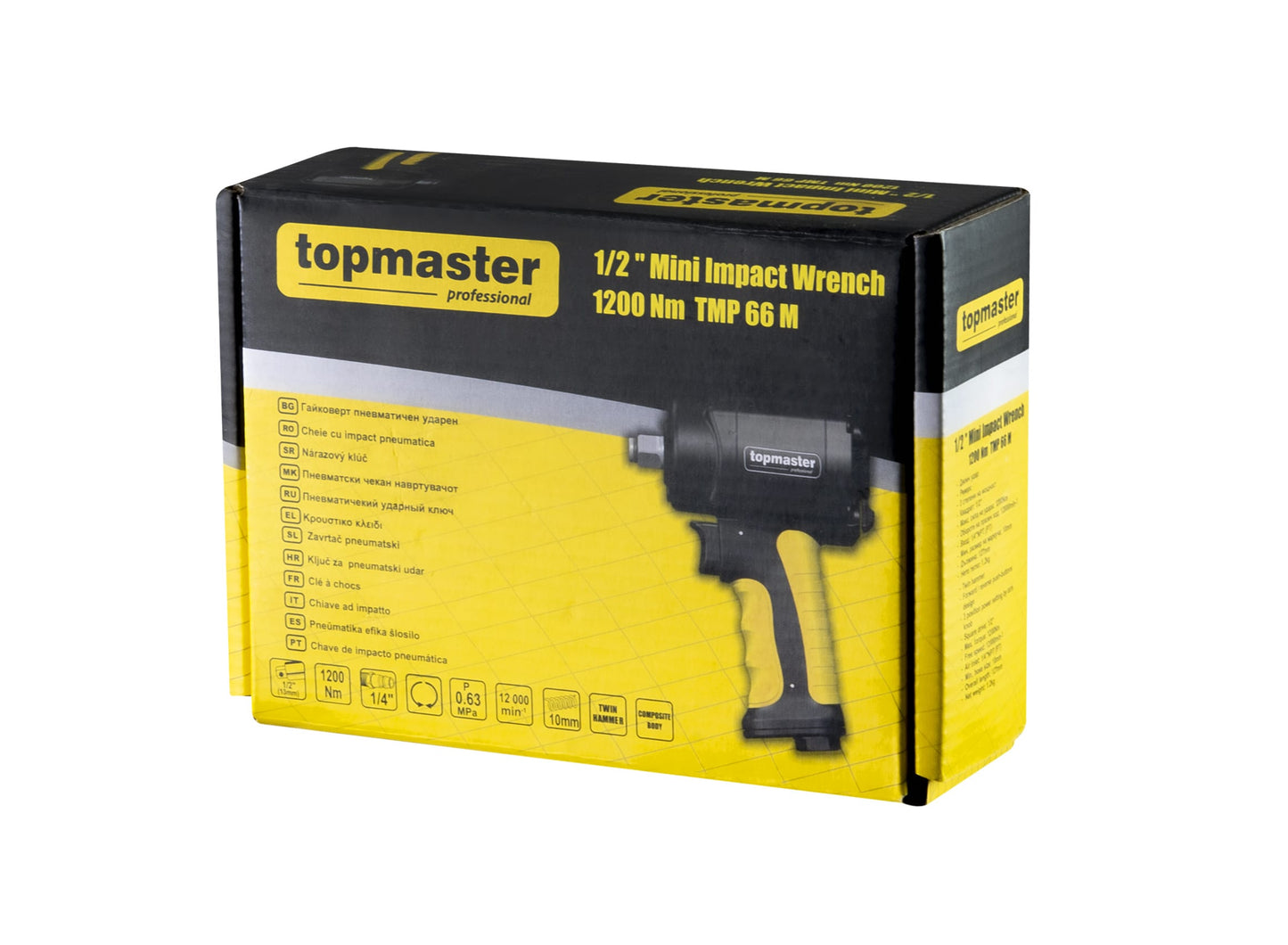 Mini cheie de impact pneumatica TMP66M 1 / 2" 1200 Nm, Topmaster 344107