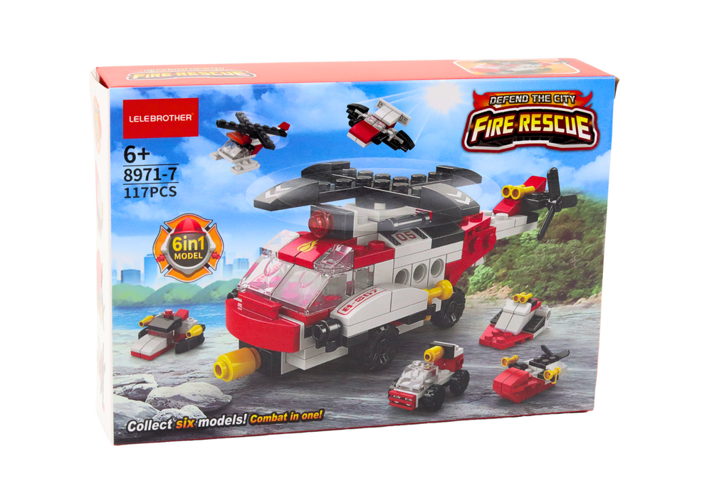 Set de constructie elicopter 6 in 1, 117 elemente, 21 x 15 x 5 cm, Lean 20965
