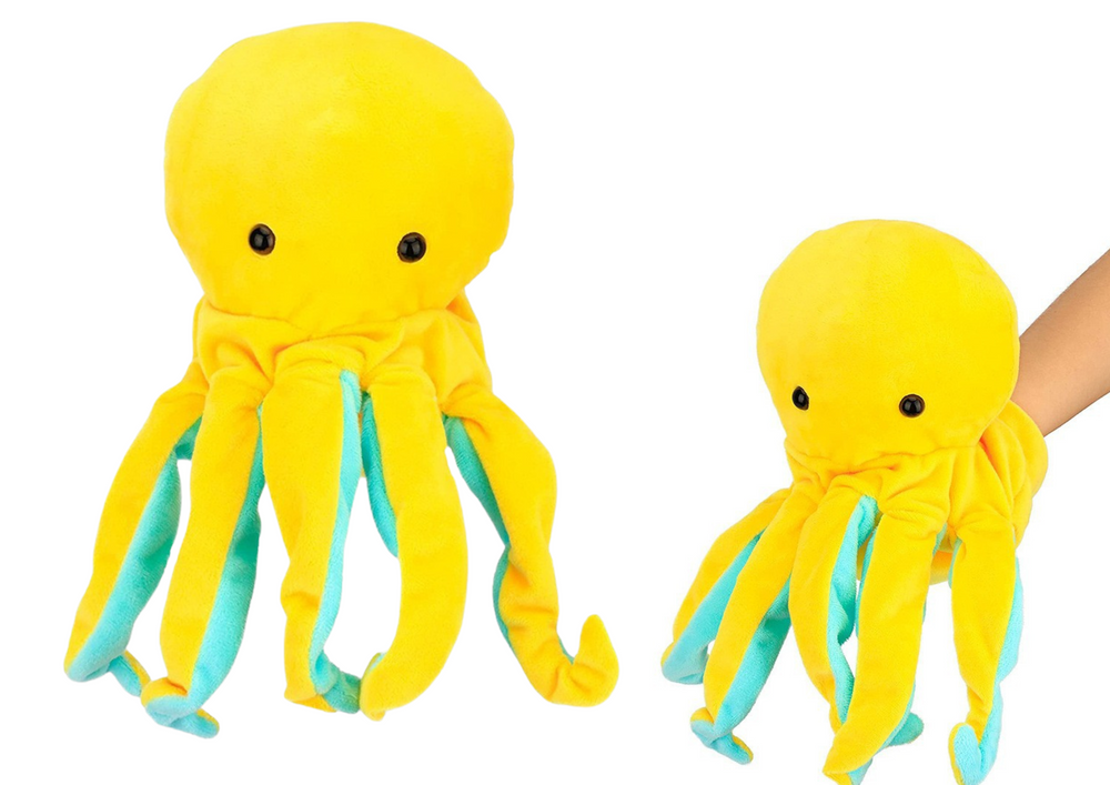 Jucarie de plus caracatita, 25 cm, galben, Lean 16409
