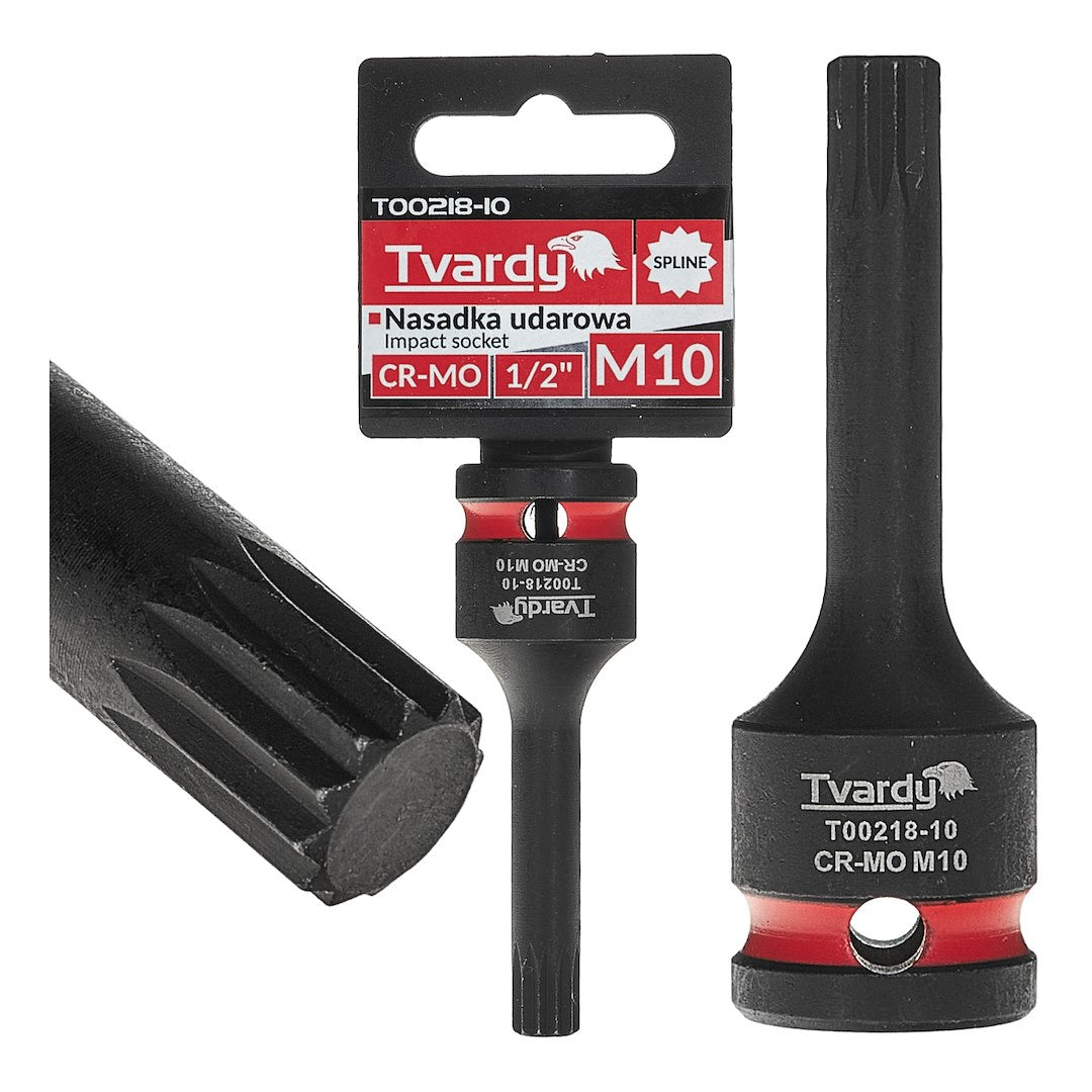 Cheie tubulara de impact SPLINE 1 / 2", M10, Cr-Mo, Tvardy T00218-10