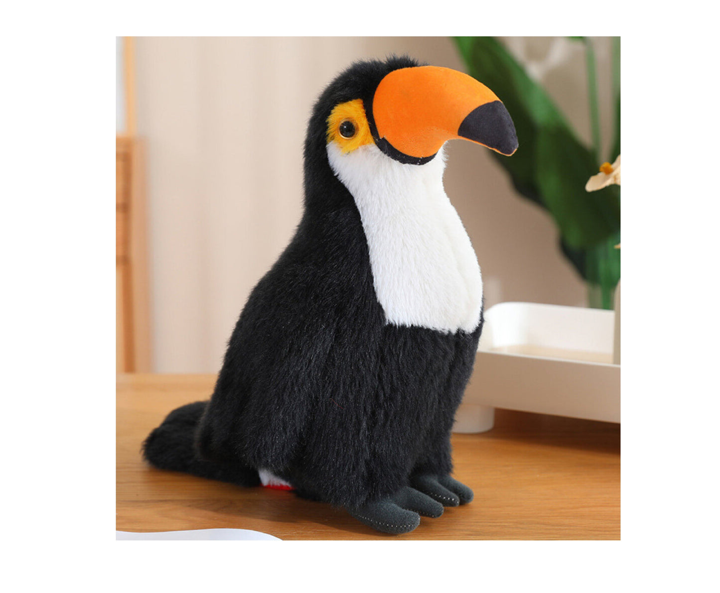 Tucan de plus, negru / alb / portocaliu, 30 cm, Lean 13819