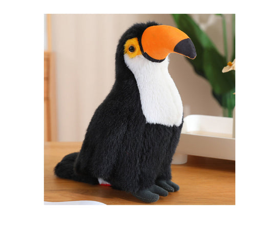 Tucan de plus, negru / alb / portocaliu, 30 cm, Lean 13819