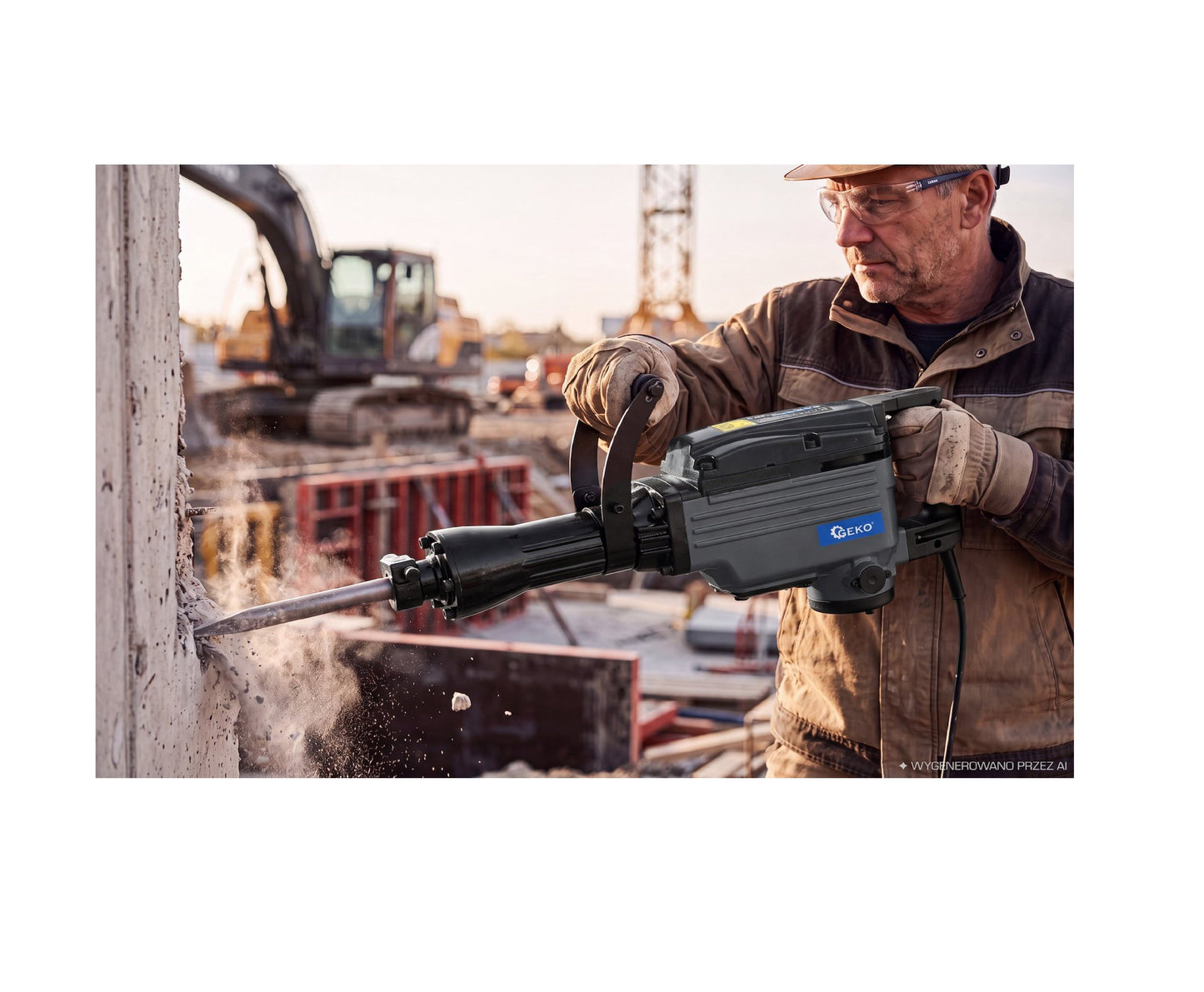 Ciocan demolator profesional, 1200W, forta de impact 45J, prindere HEX 30 mm, cu dalta, spit si valiza de transport, Geko G80850
